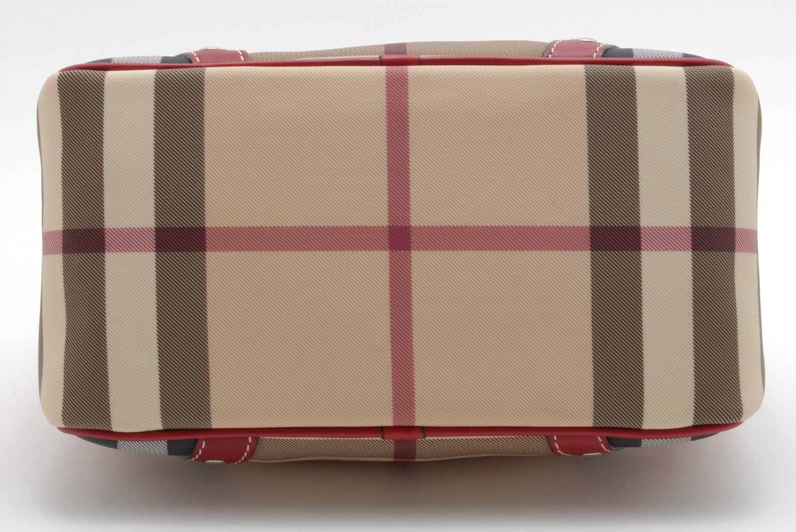 Burberry Nova Check Handbag - Red, Leather