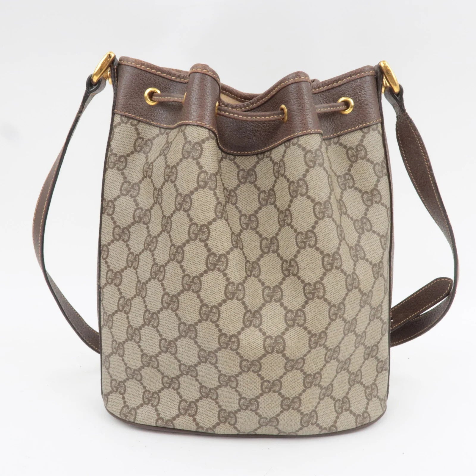 Gucci Sherry Line Bucket Shoulder Bag - Beige, GG Plus Leather