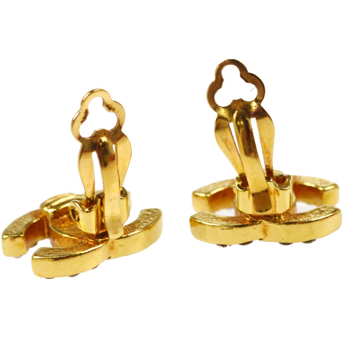 Chanel Rhinestone Earrings - Gold, Rhinestone