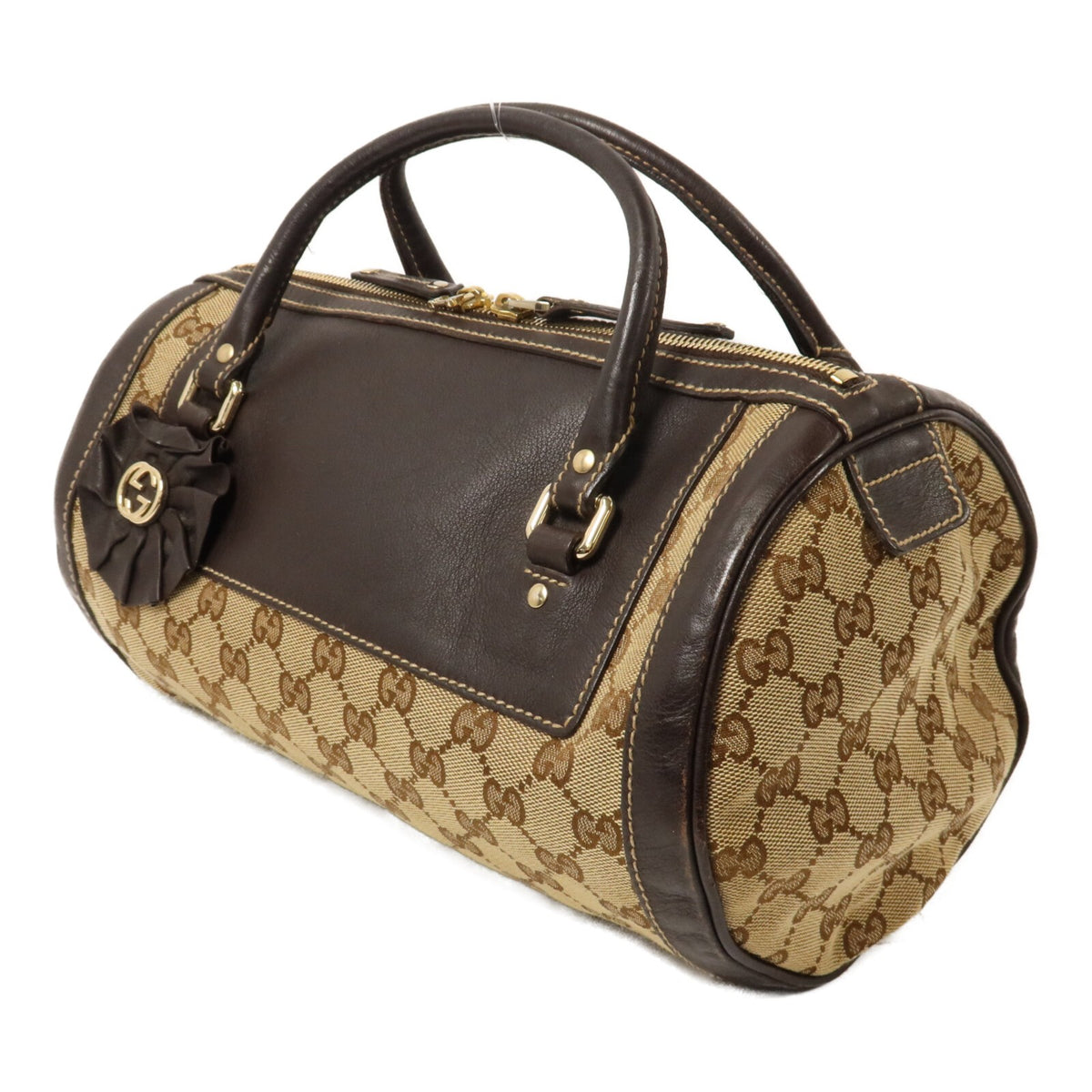 Gucci GG GHW Trophy Boston Handbag - Brown/Beige, GG Canvas