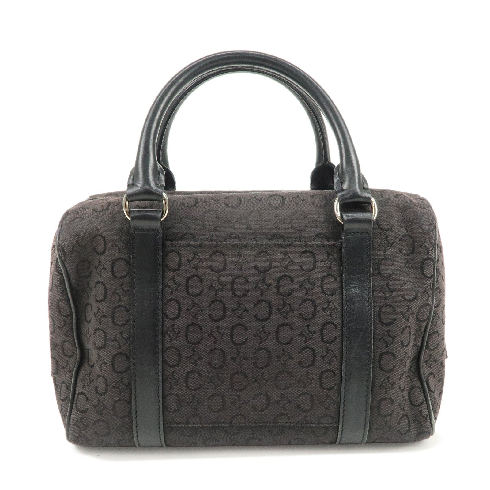 Celine C Macadam Boston Hand Bag - Black, Canvas, Leather