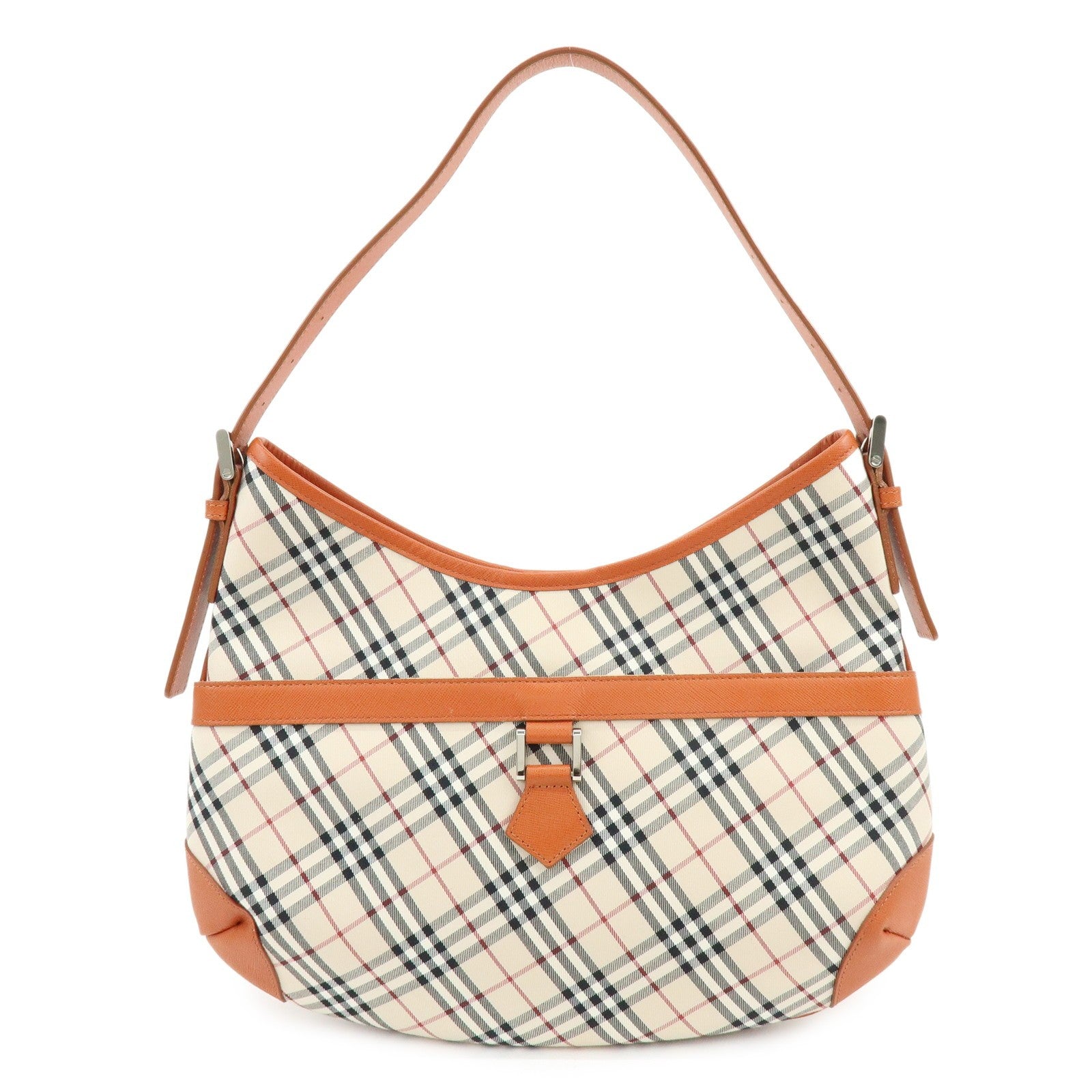 Burberry Nova Plaid Shoulder Bag - Beige, Canvas, Leather