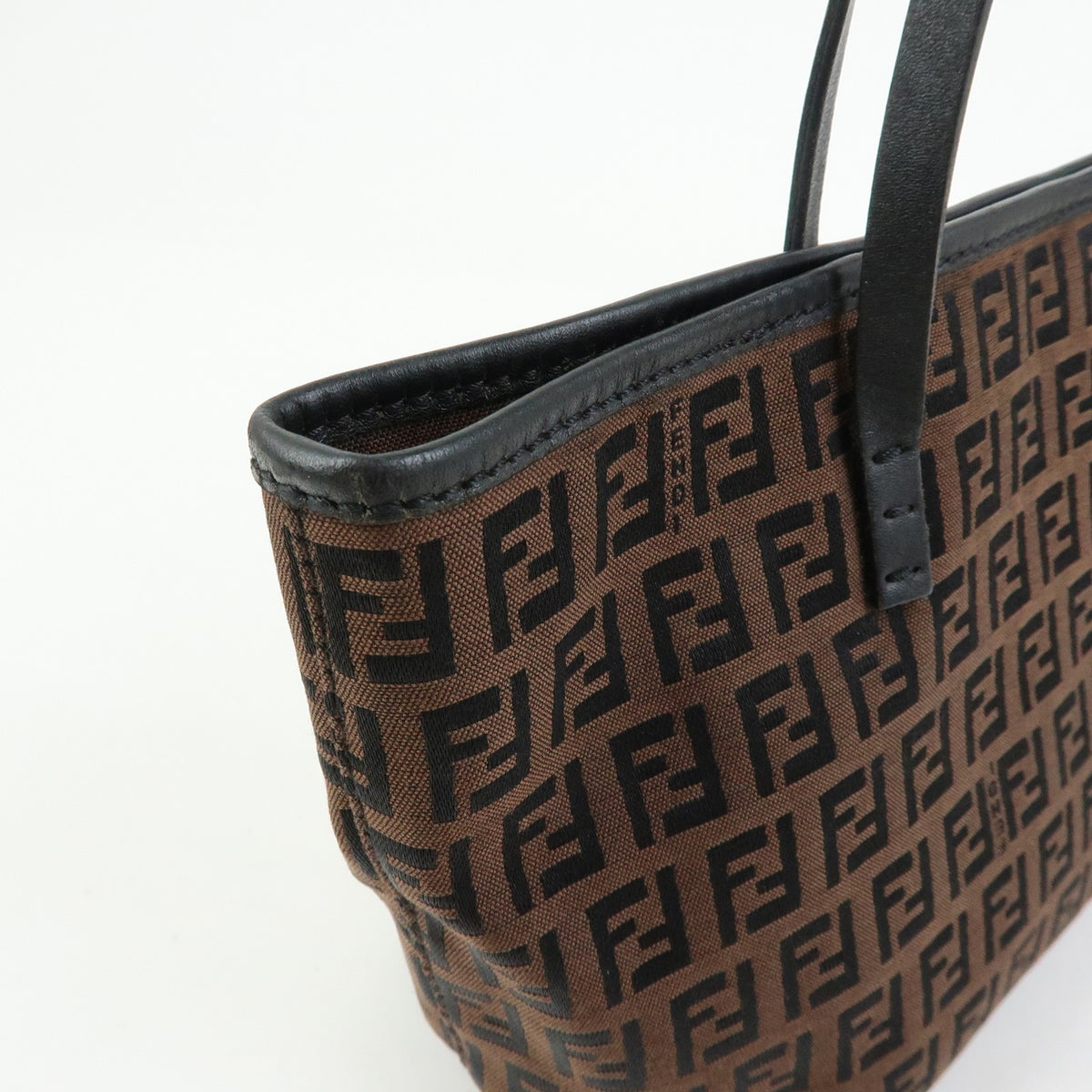 Fendi 8BH075 Tote Bag - Brown, Black, Jacquard Canvas, Leather