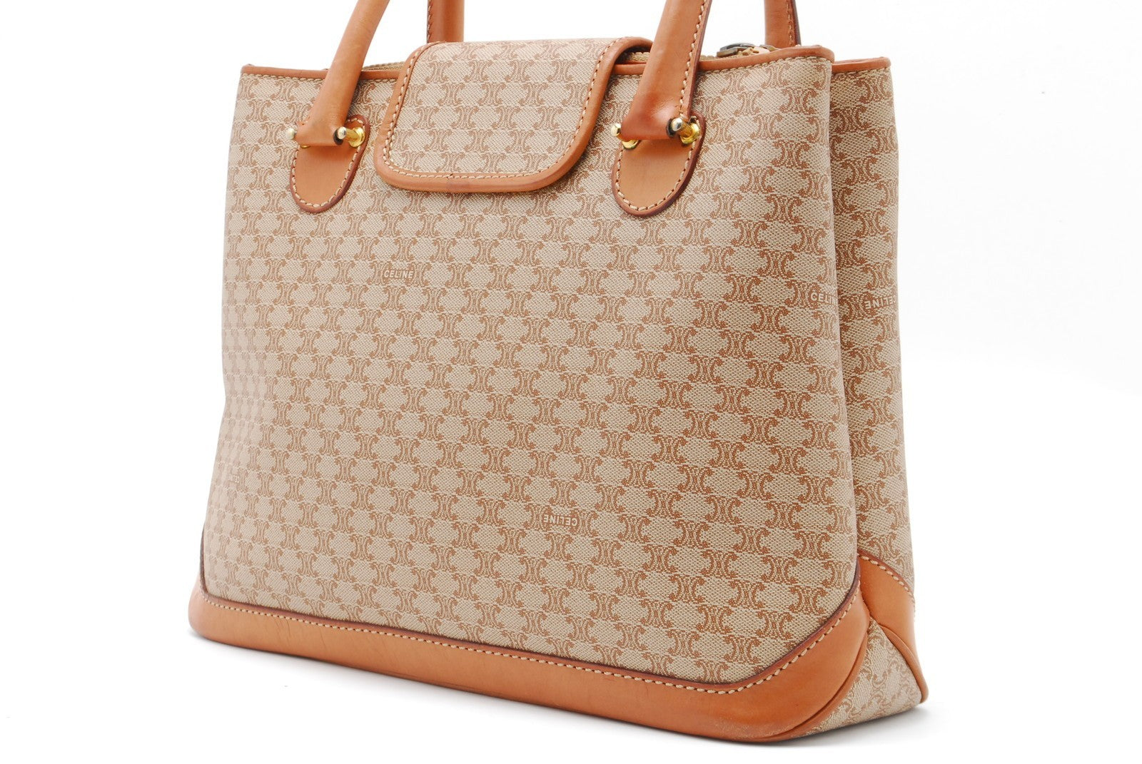 Celine Macadam Tote Hand Bag - Beige, PVC Leather