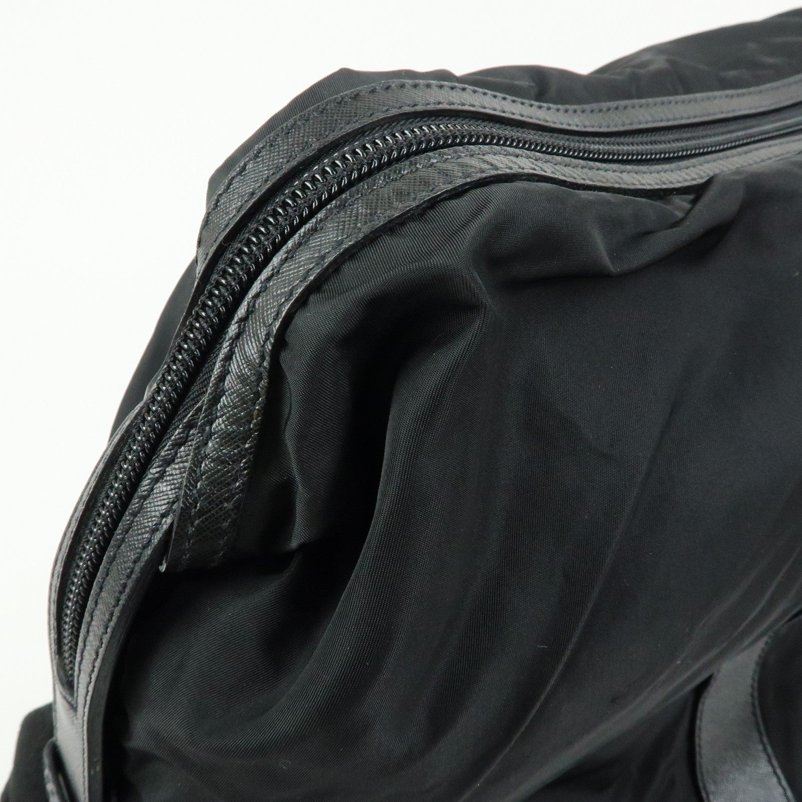 Prada Triangle Logo Boston Hand Bag - Black, Nylon