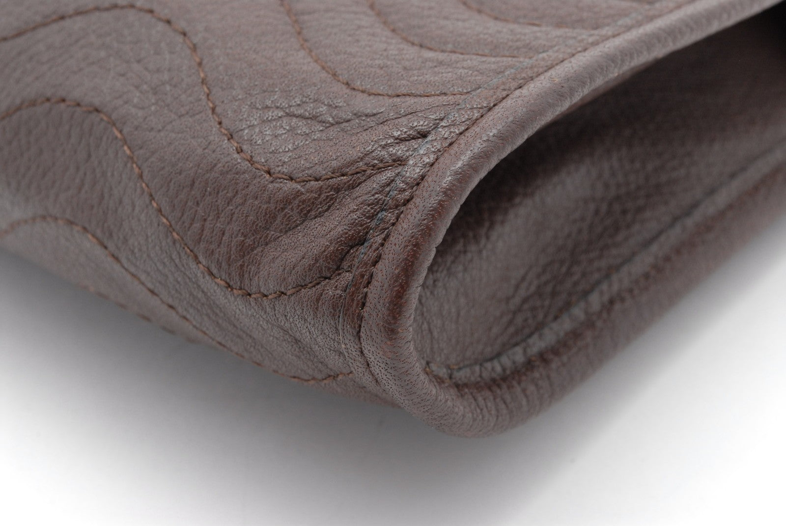 Saint Laurent Yves Leather Clutch Bag - Brown, Leather