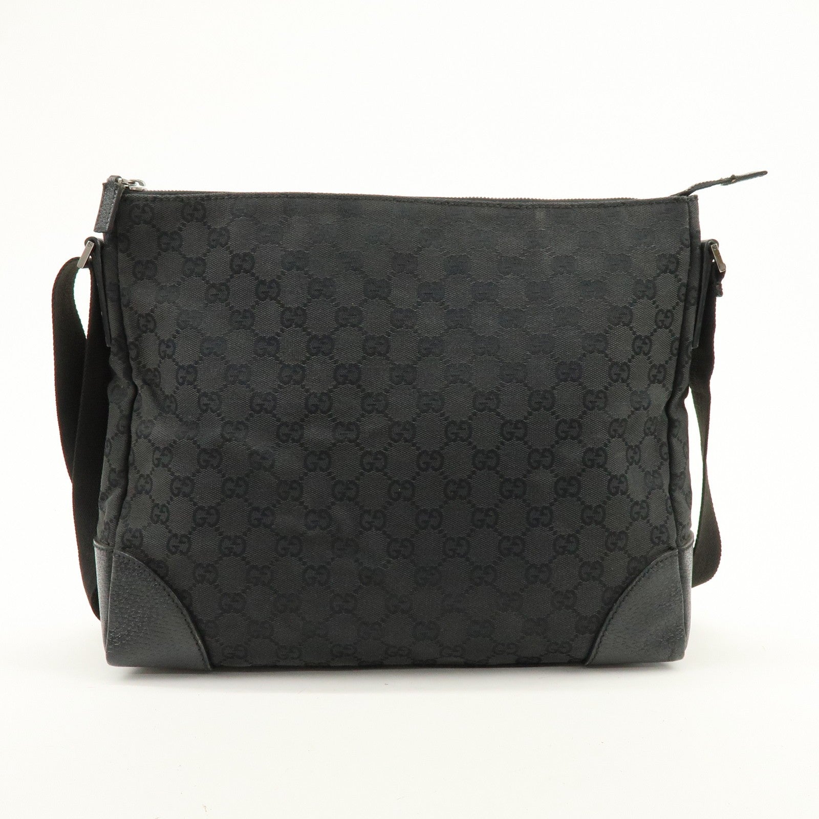Gucci 110054 Shoulder Bag - Black, GG Canvas, Leather