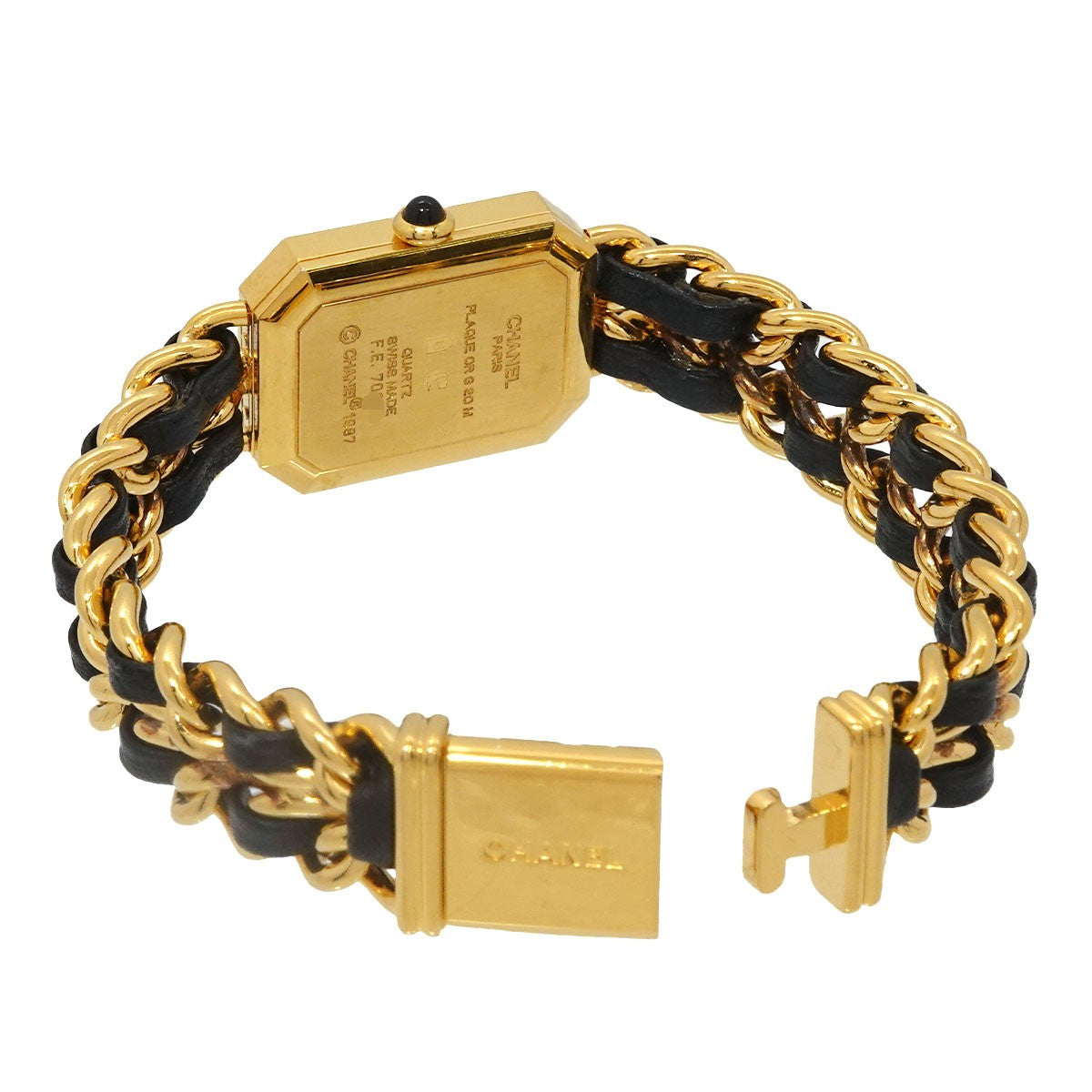 CHANEL Premiere Size L H0001 Watch - Black, Stainless steel/YGP,Leather