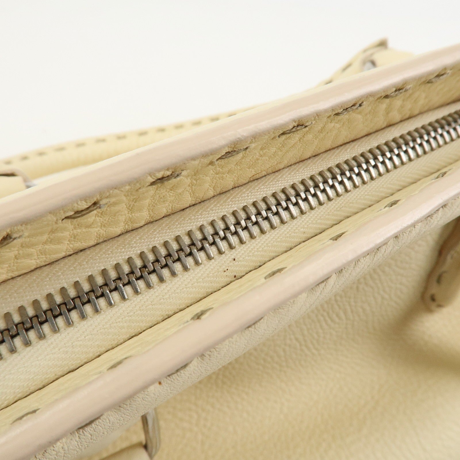 Fendi Boston Hand Bag - Cream, Leather