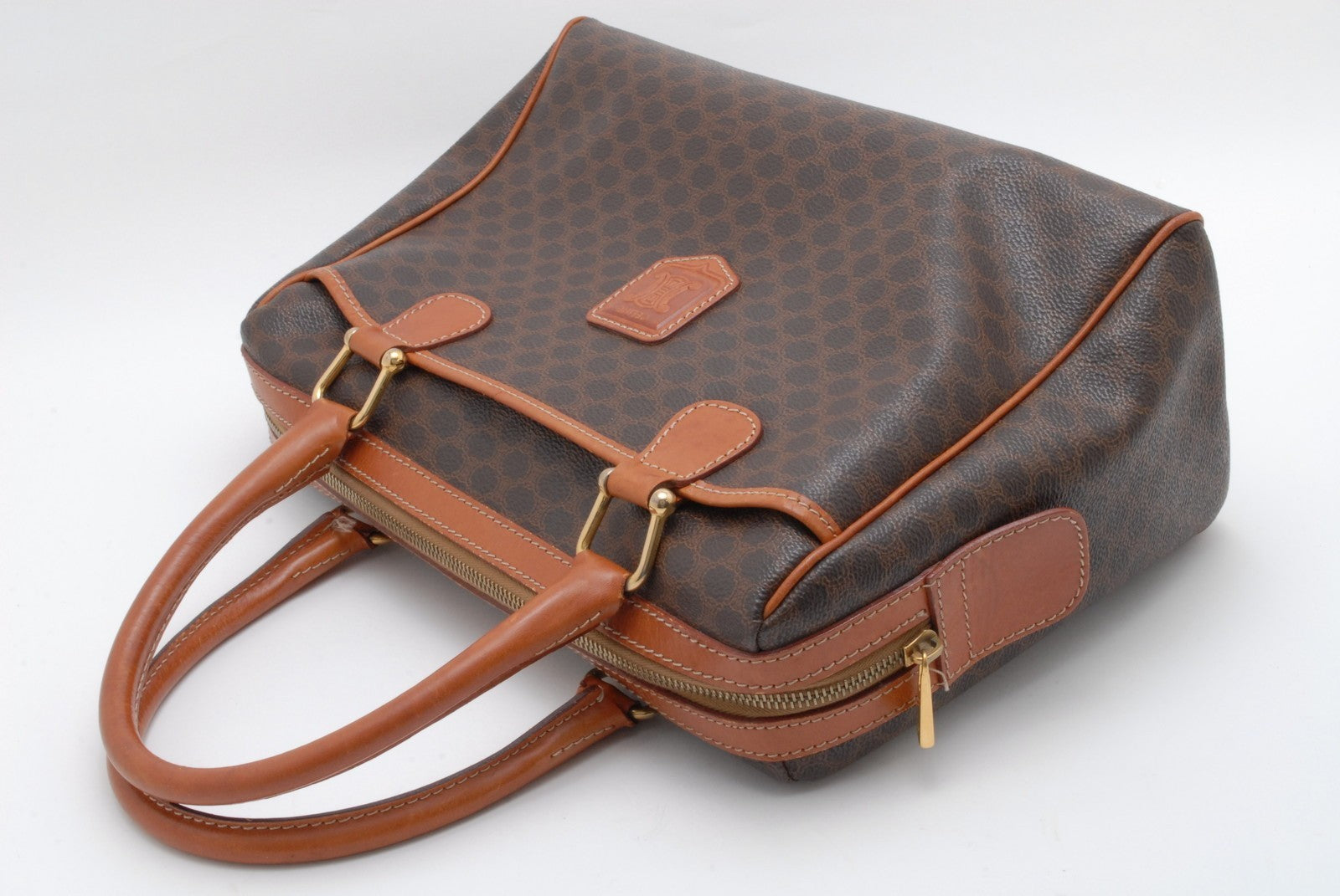 Celine Macadam Boston Hand Bag - Brown, PVC Leather
