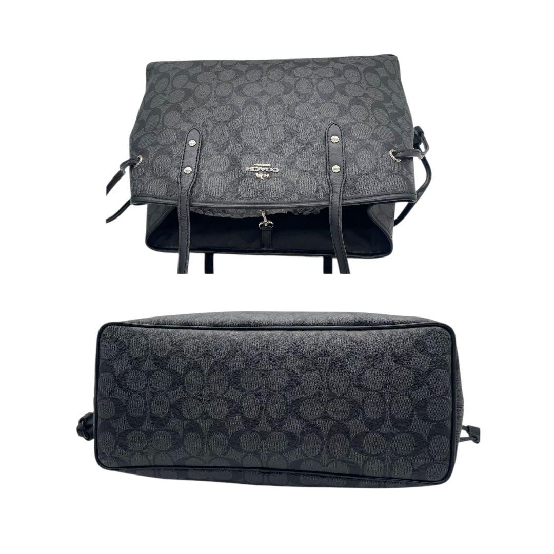 Coach Signature One Shoulder Tote Bag - Black, PVC