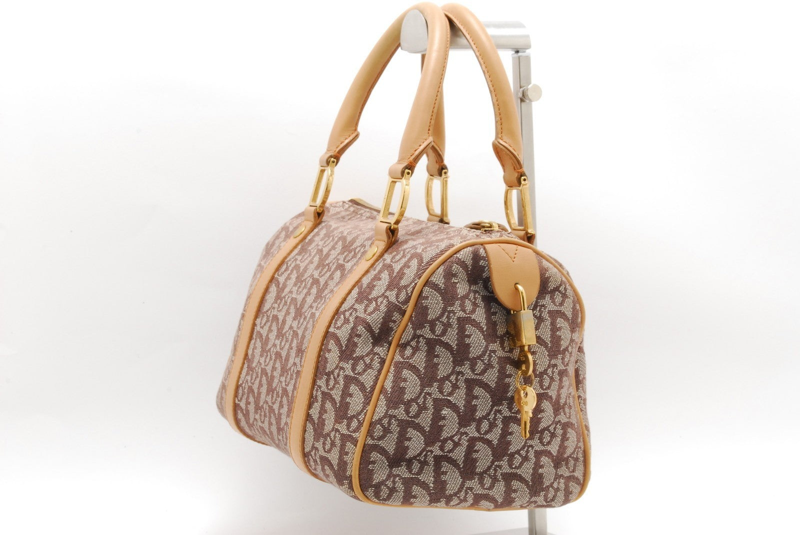 Christian Dior Trotter Mini Boston Handbag - Beige, Canvas
