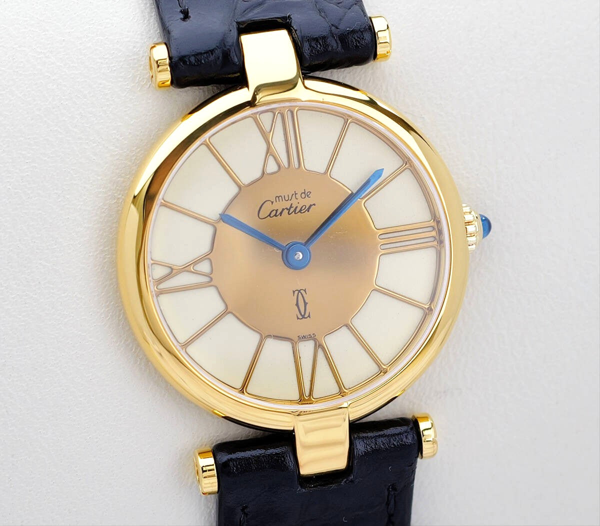 Cartier Vendome Wristwatch - Gold, White Dial, Leather