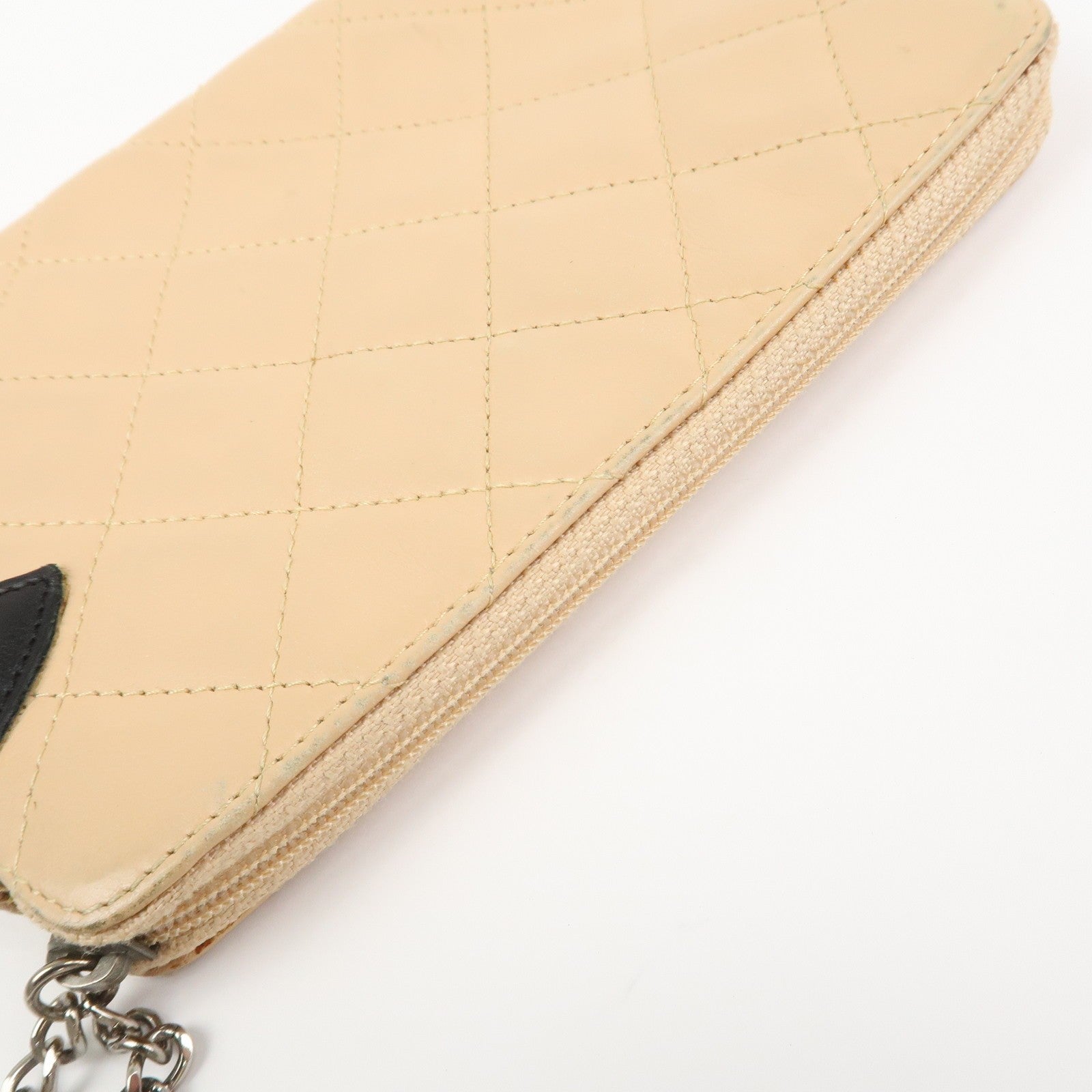 CHANEL Cambon Line Cosmetic Pouch - Beige, Lamb Skin