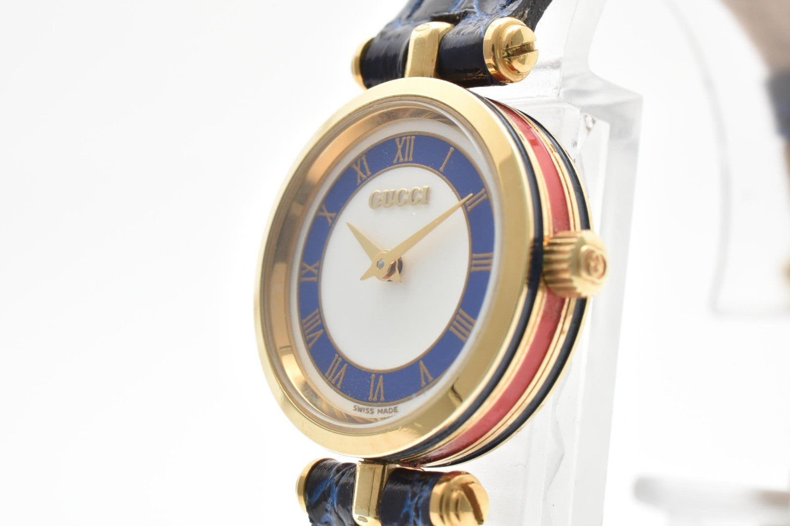 Gucci 2000L Watch - White, Gold, Blue, Stainless Steel, Leather