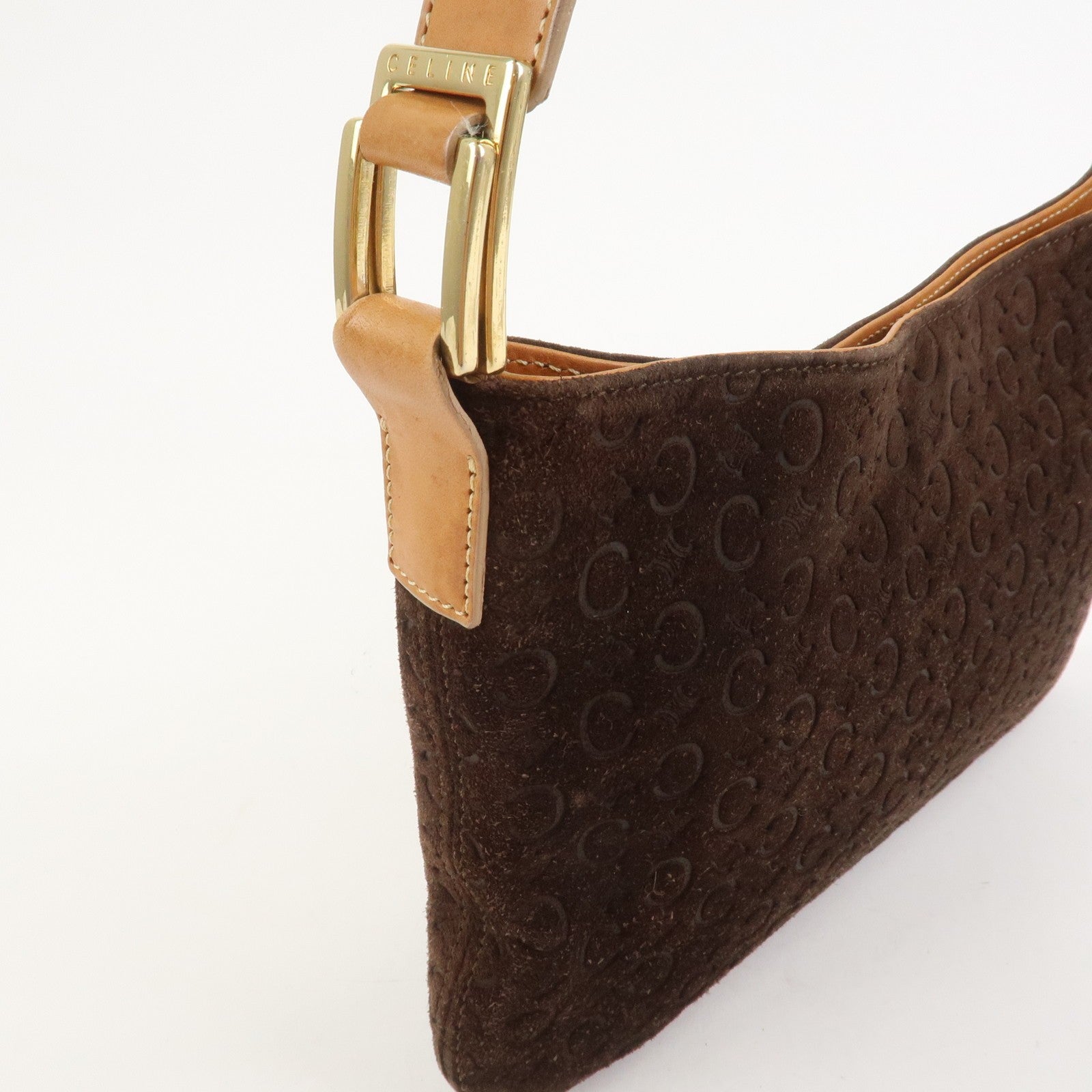 Celine C Macadam Shoulder Bag - Brown, Suede Leather