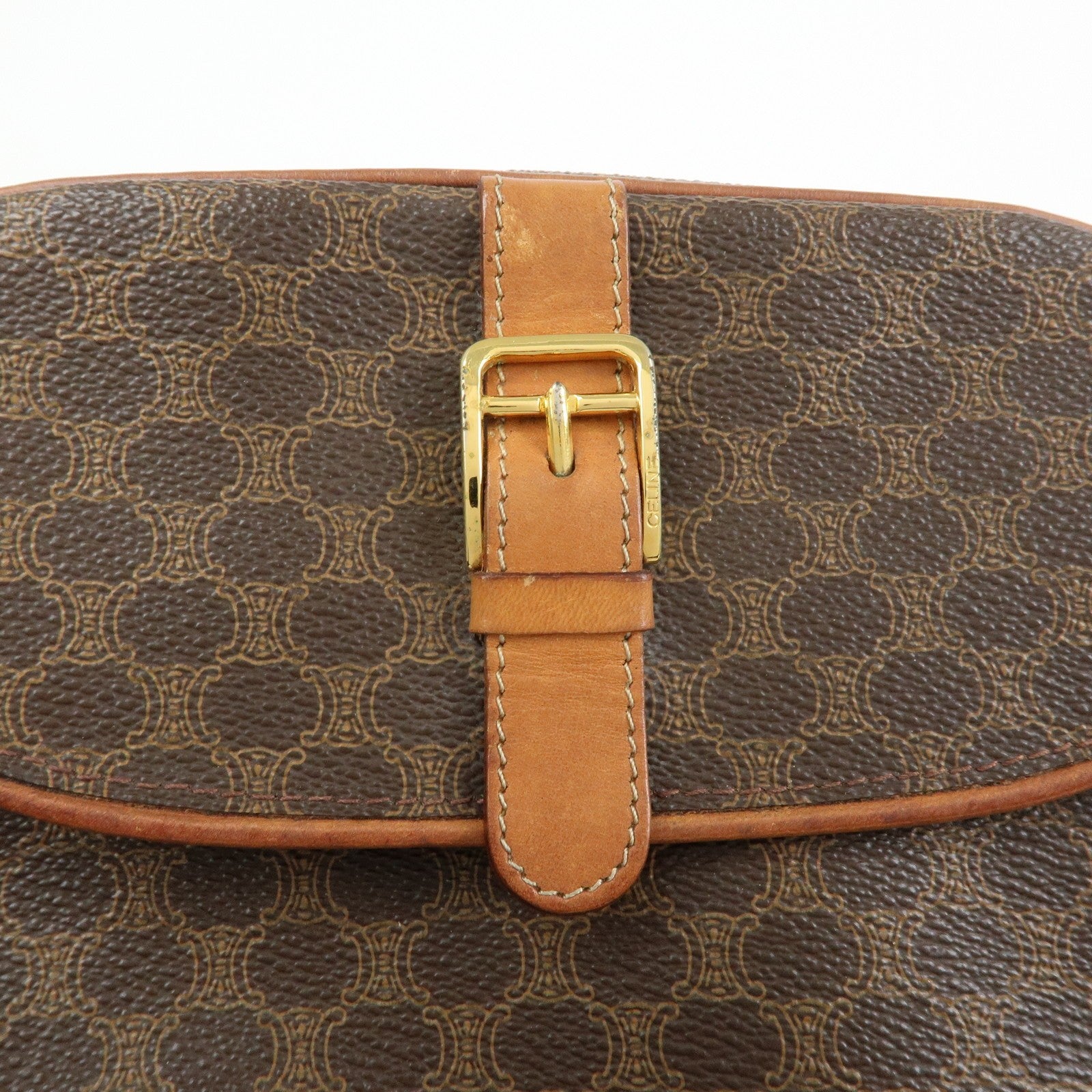 Celine Macadam Shoulder Bag - Brown, PVC Coating Canvas, Leather