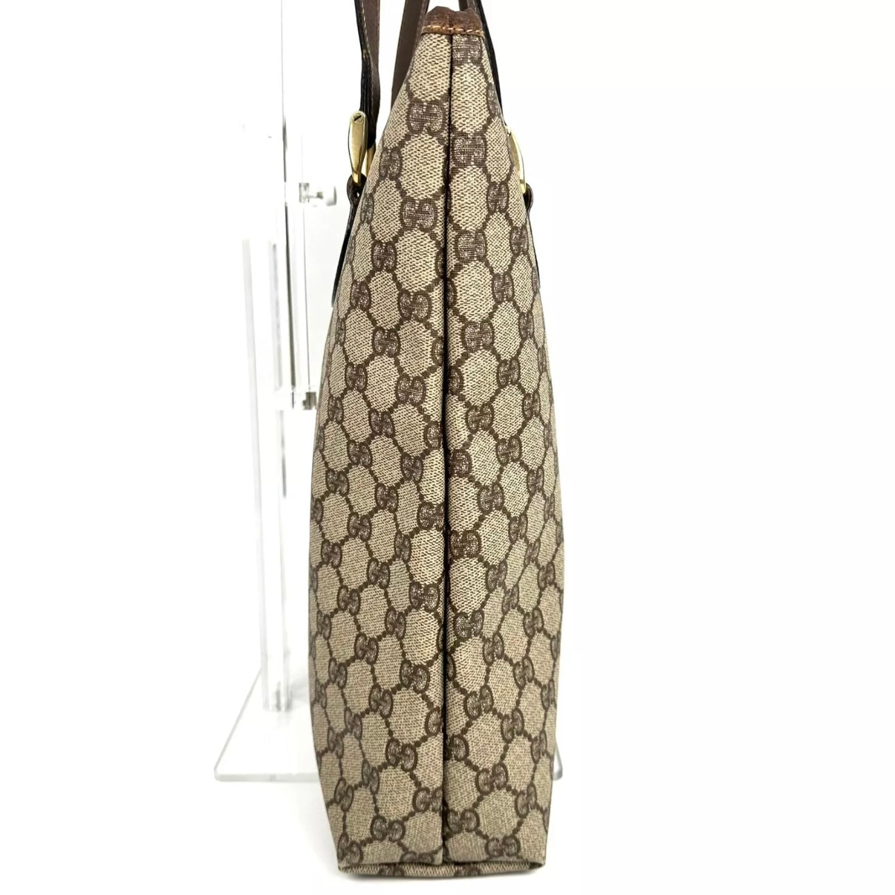 Shoulder Tote Hand Bag Brown PVC Leather