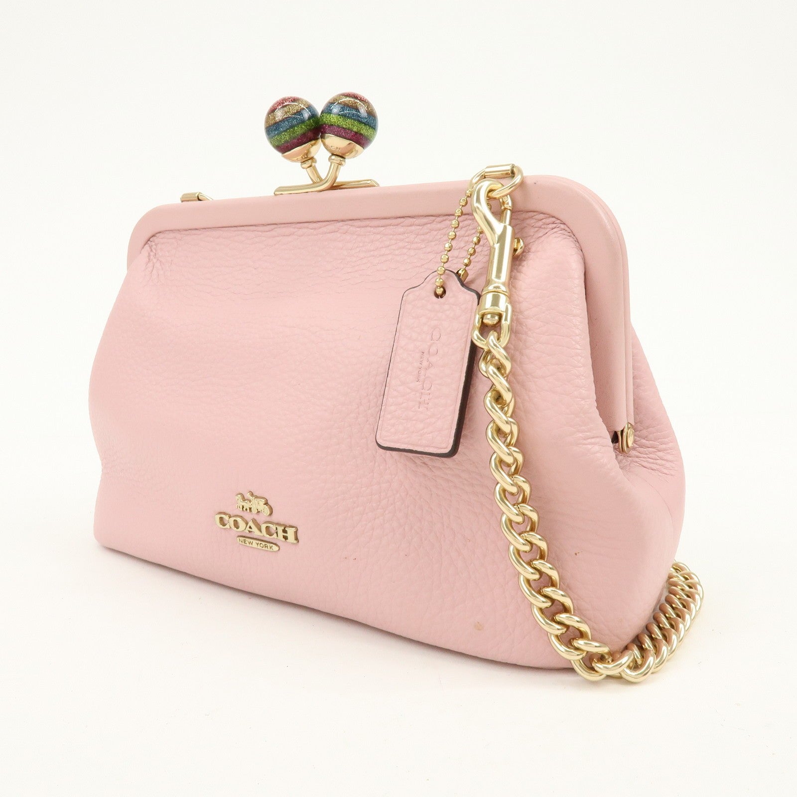 Coach Kiss Lock Chain Shoulder Bag - Pink, Leather