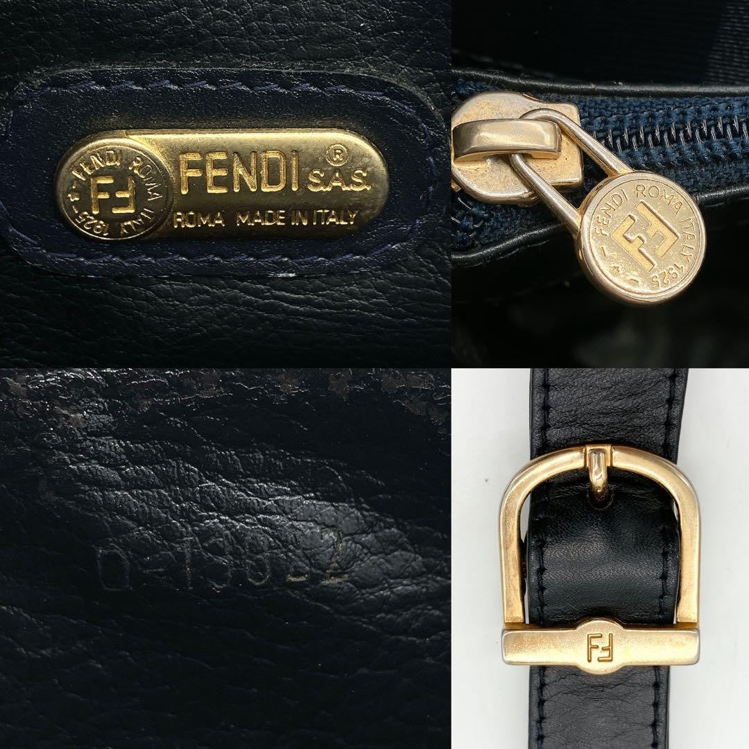 Fendi Pecan Pattern Shoulder Bag - Black x Navy, PVC Leather