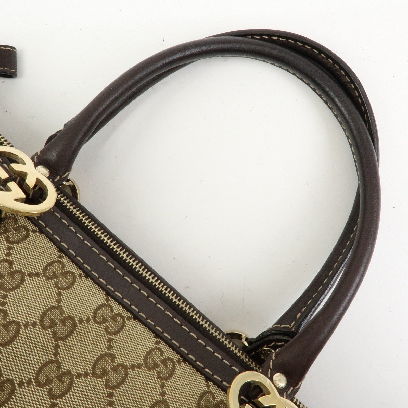 GUCCI Interlocking G Lovely Heart Canvas Tote Bag Beige