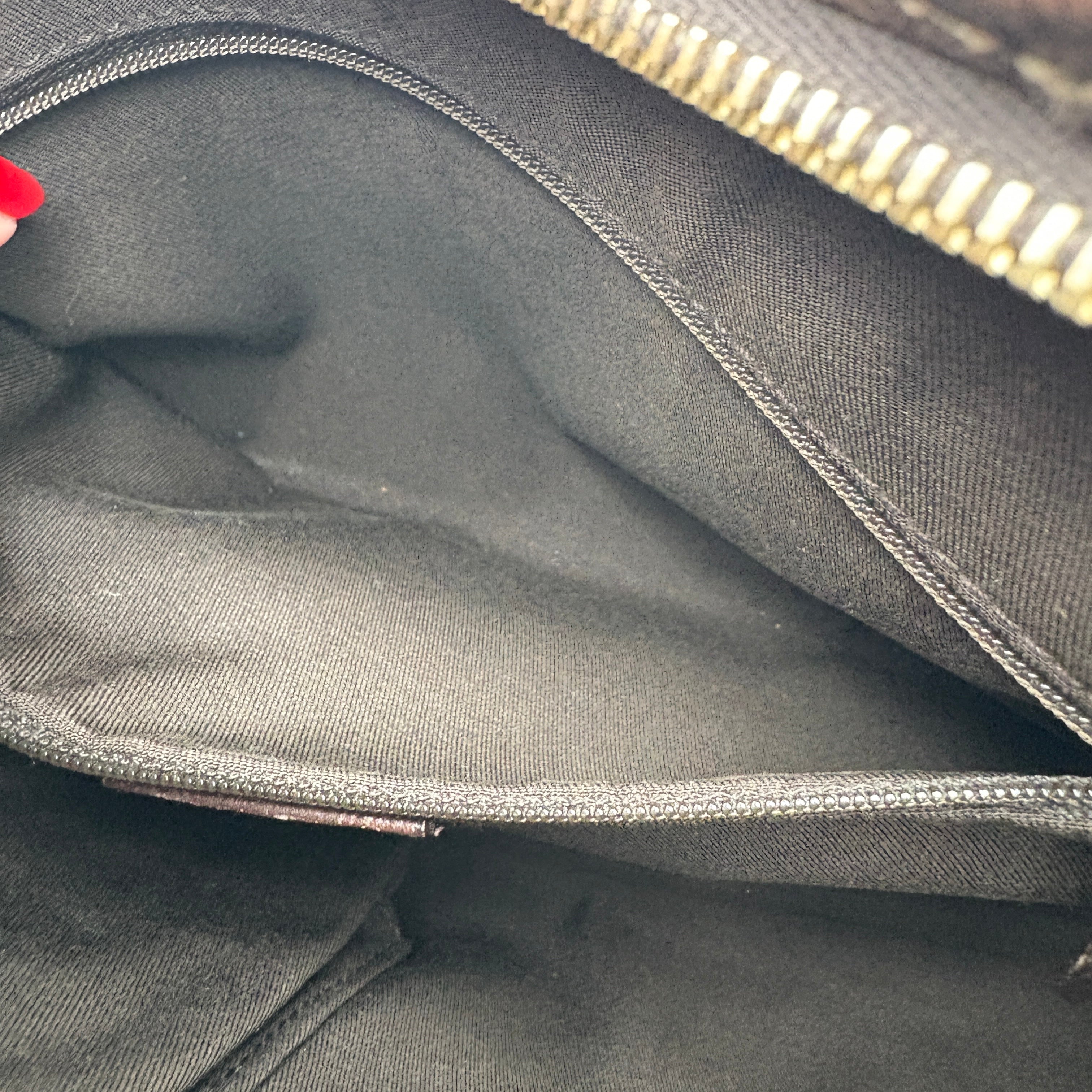 GUCCI ABBEY GG CANVAS LEATHER SHOULDER BAG