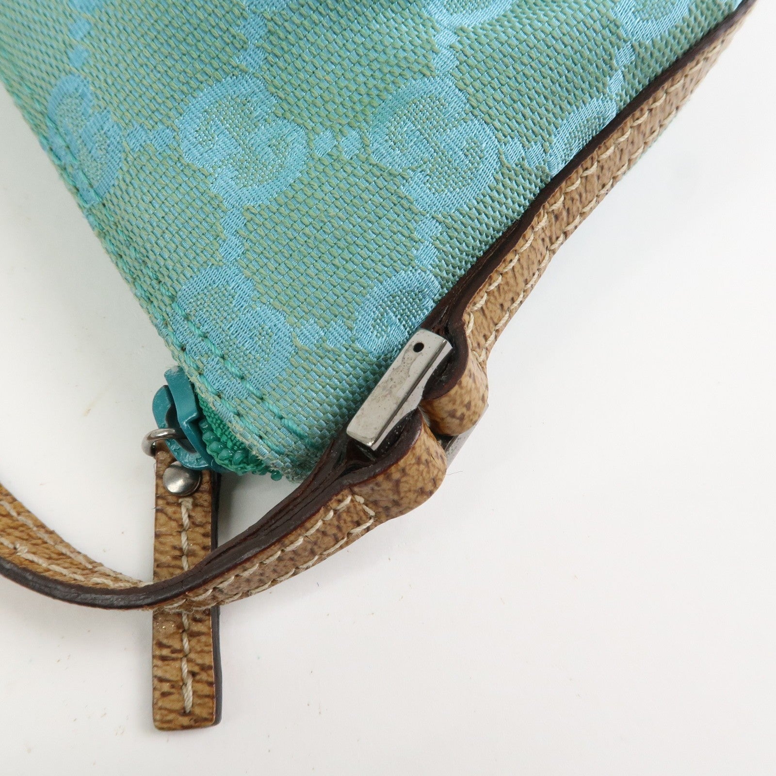 Gucci Boat Hand Bag - Light Blue, GG Canvas, Leather