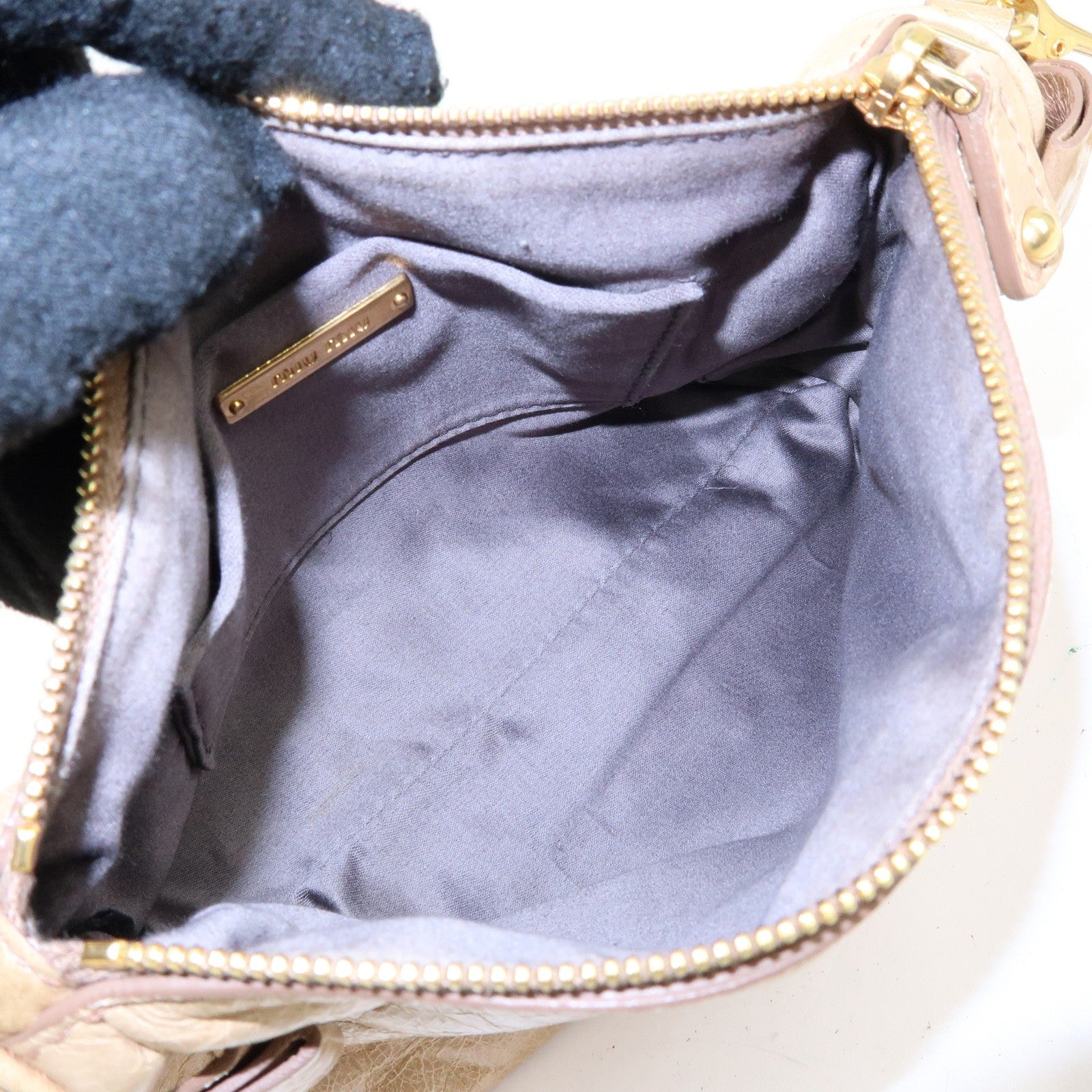 Miu Miu Double Sided Ribbons Handbag - Beige, Leather