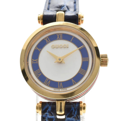 Gucci 2000L Watch - White, Gold, Blue, Stainless Steel, Leather