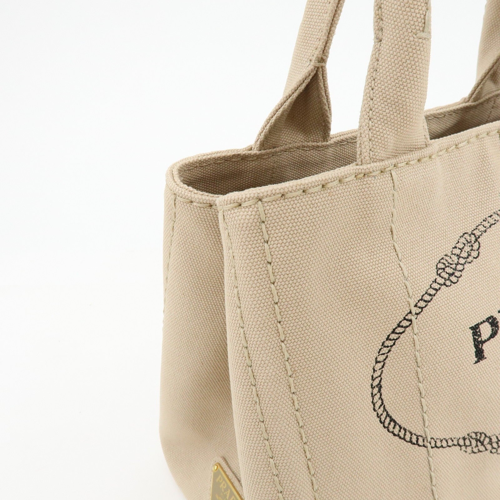 Prada Canapa Hand Bag - Beige, Canvas