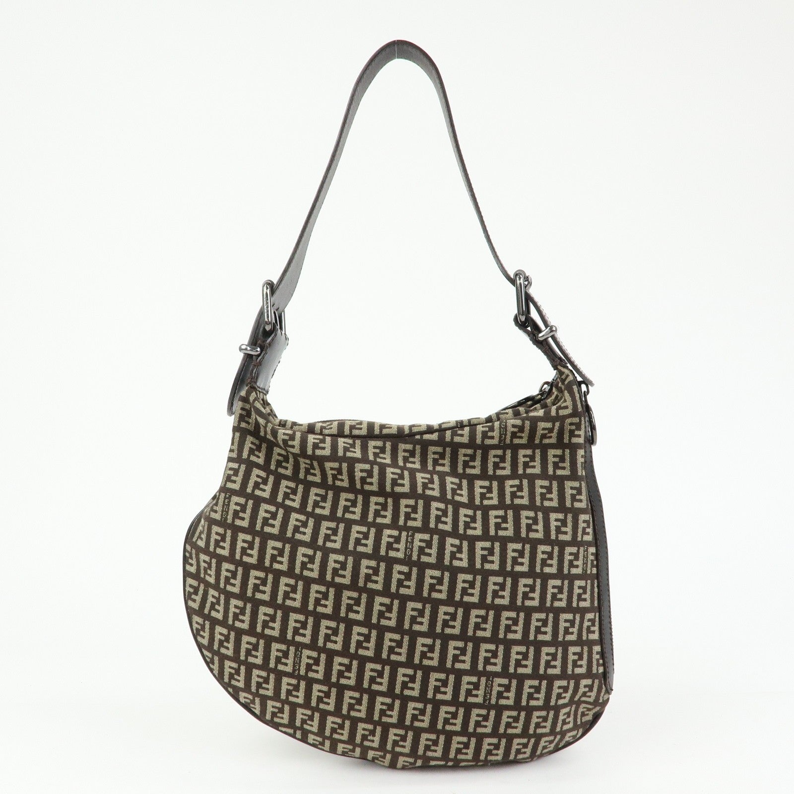 Fendi 8BR228 Shoulder Bag - Dark Brown, Canvas, Leather