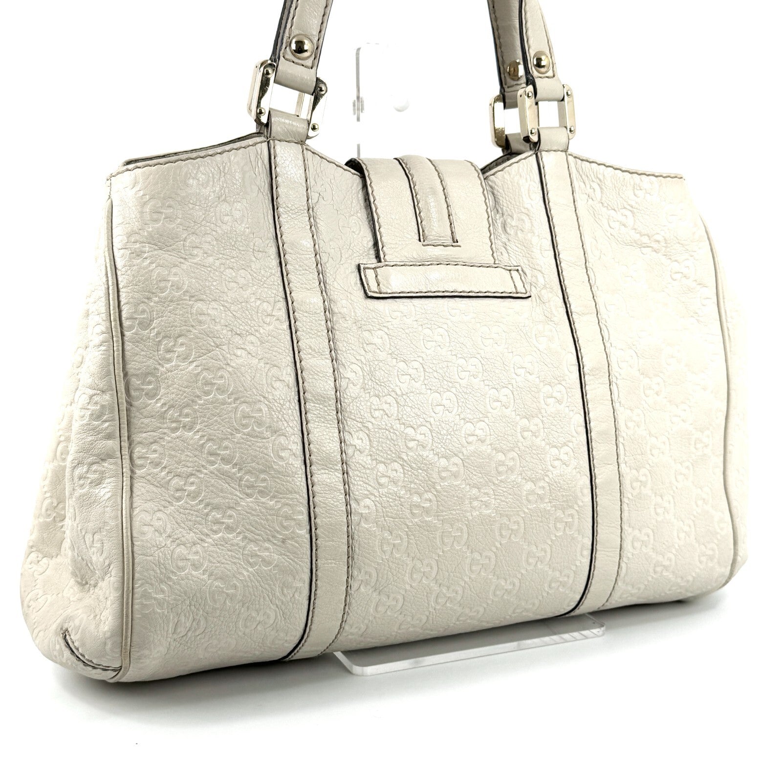 Gucci Tote Shoulder Hand Bag - White, Leather