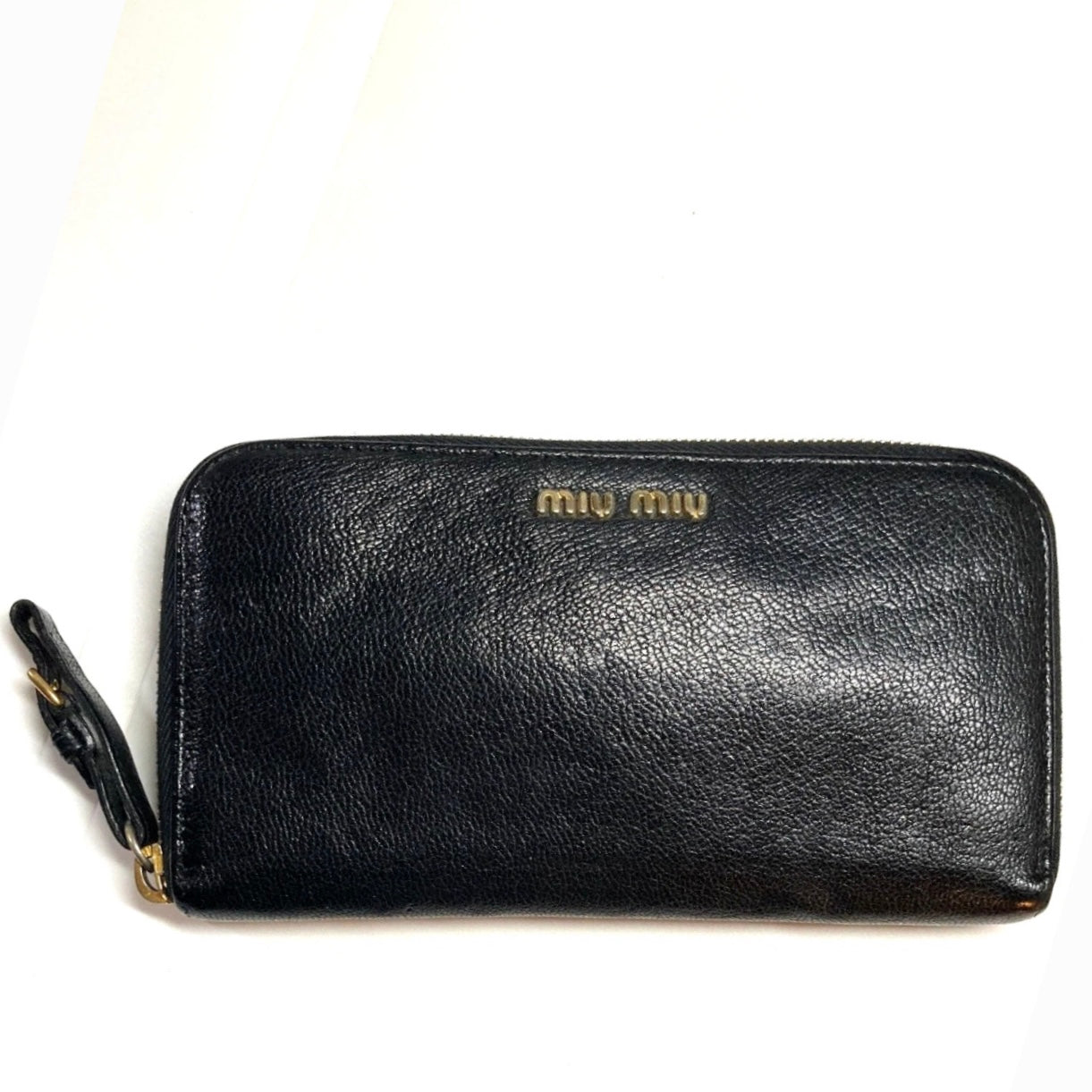 MIU MIU VINTAGE ZIP AROUND EMBOSSED LEATHER LONG WALLET