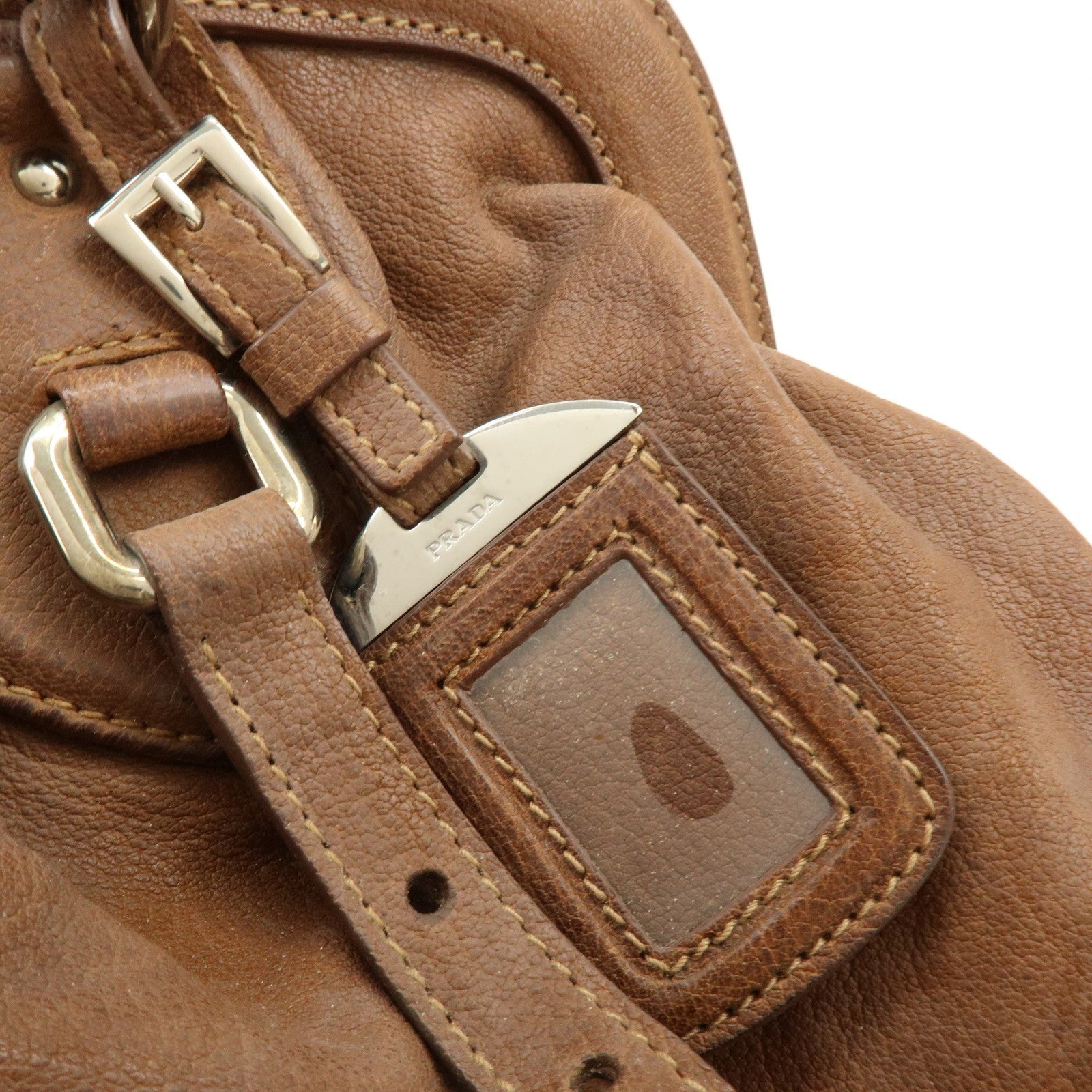 Prada Boston Hand Bag - Brown, Leather