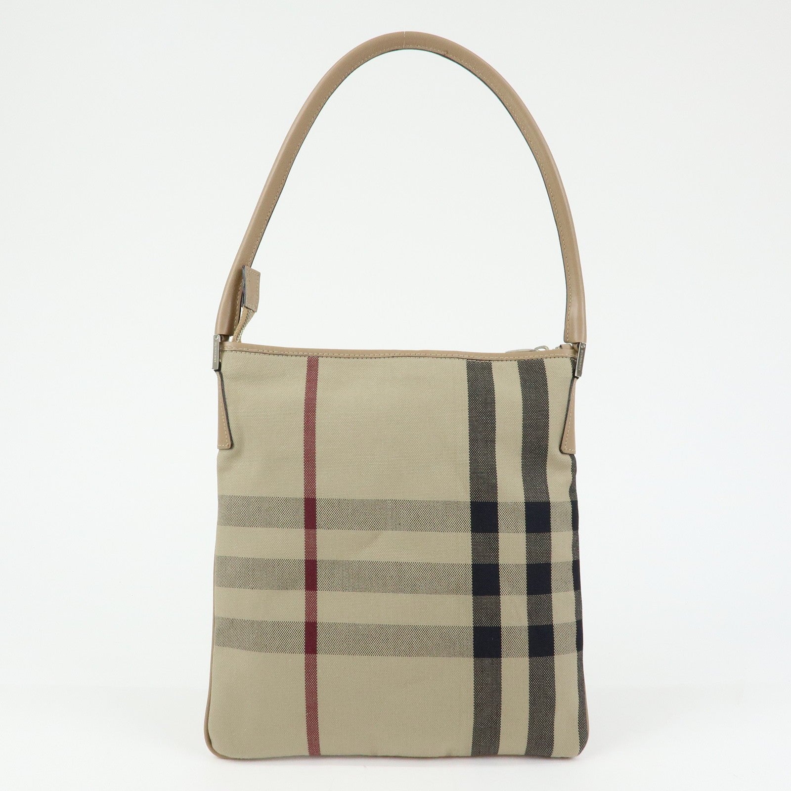 Burberry Nova Plaid Shoulder Bag - Beige, Canvas Leather