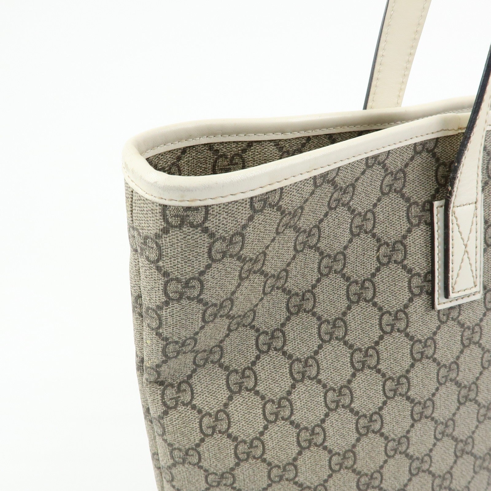 Gucci Tote Bag - Beige White, GG Supreme Leather