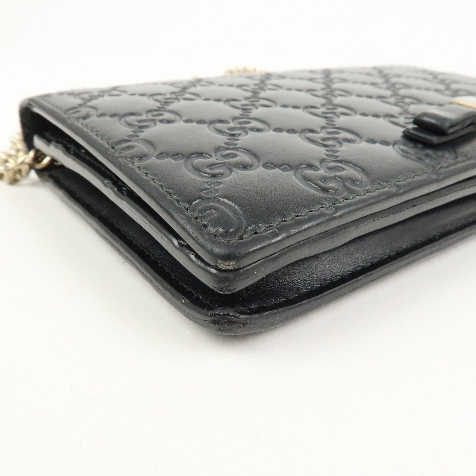 Gucci Interlocking G Guccissima Shoulder Wallet - Black, Leather
