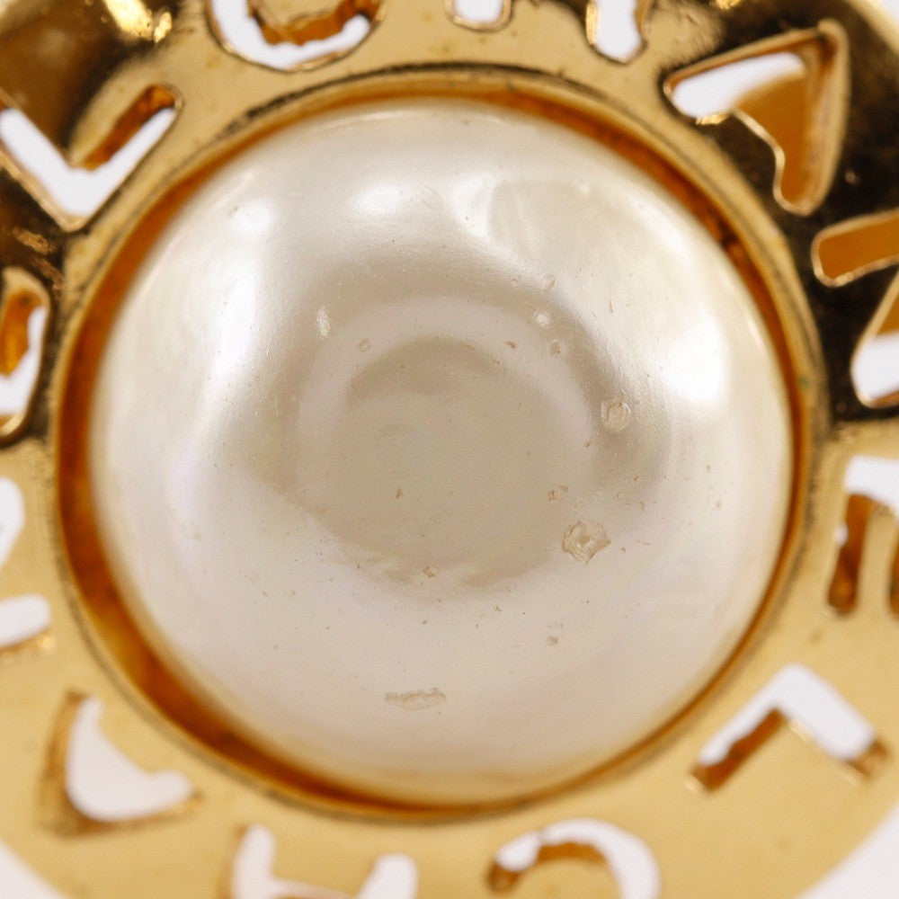 Chanel Round Logo Earring - Gold, Plated Gold/Fake Pearl