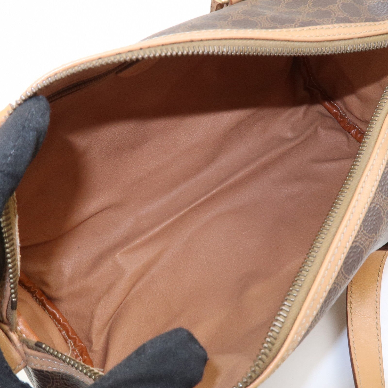 Celine Macadam Canvas Leather Boston Bag - Brown, PVC Coating Canvas, Leather