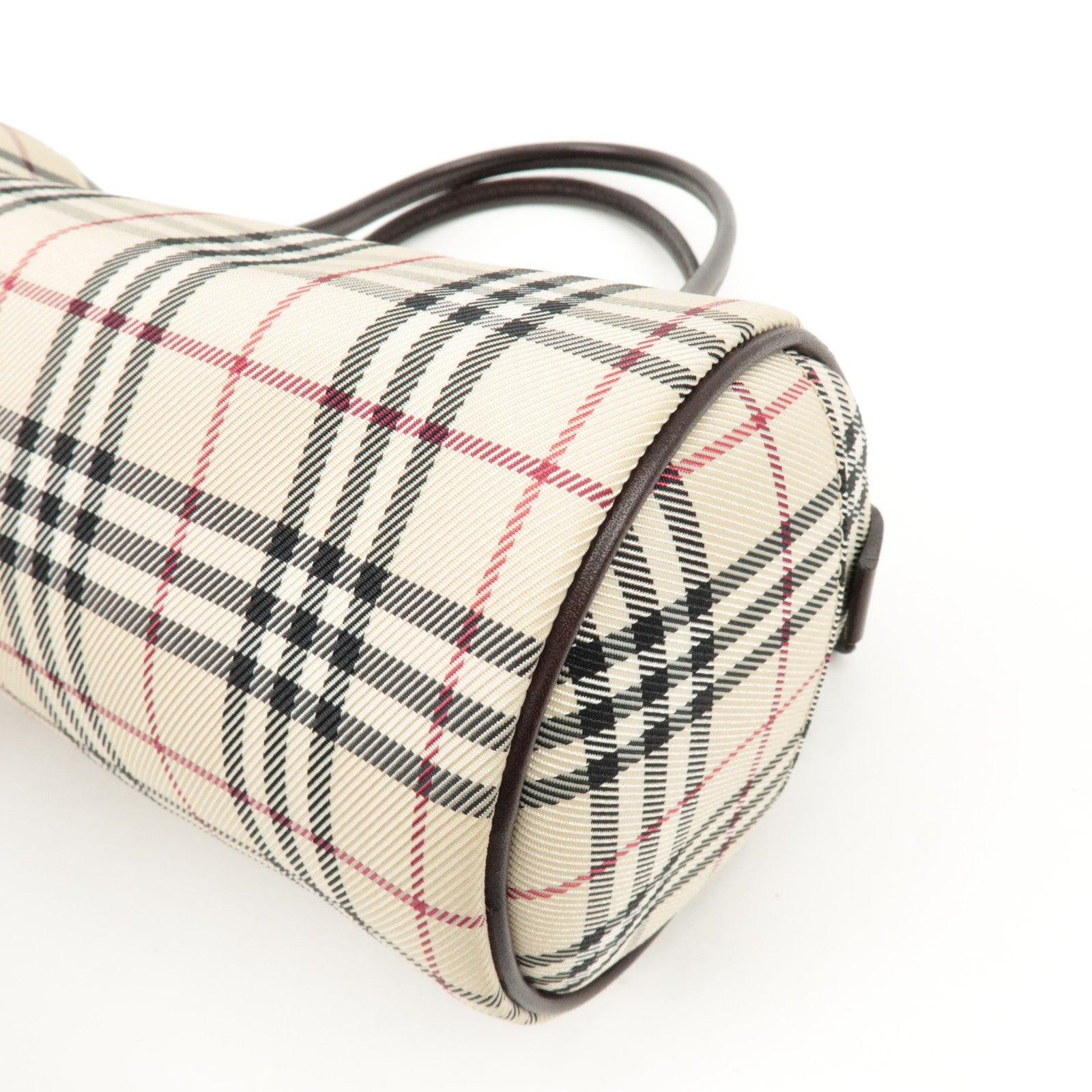 Burberry Nova Plaid Hand Bag - Beige Brown, Leather Canvas