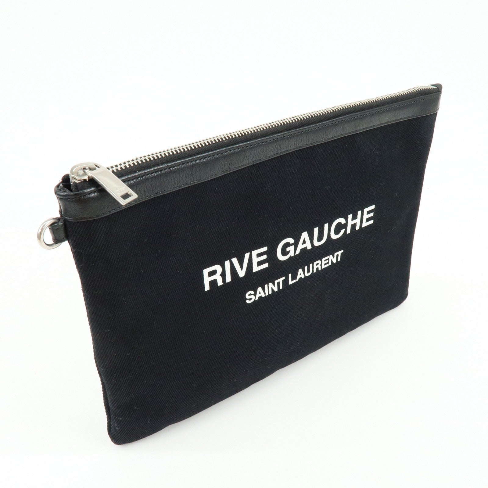 Saint Laurent Paris Clutch Bag - Black, Canvas, Leather