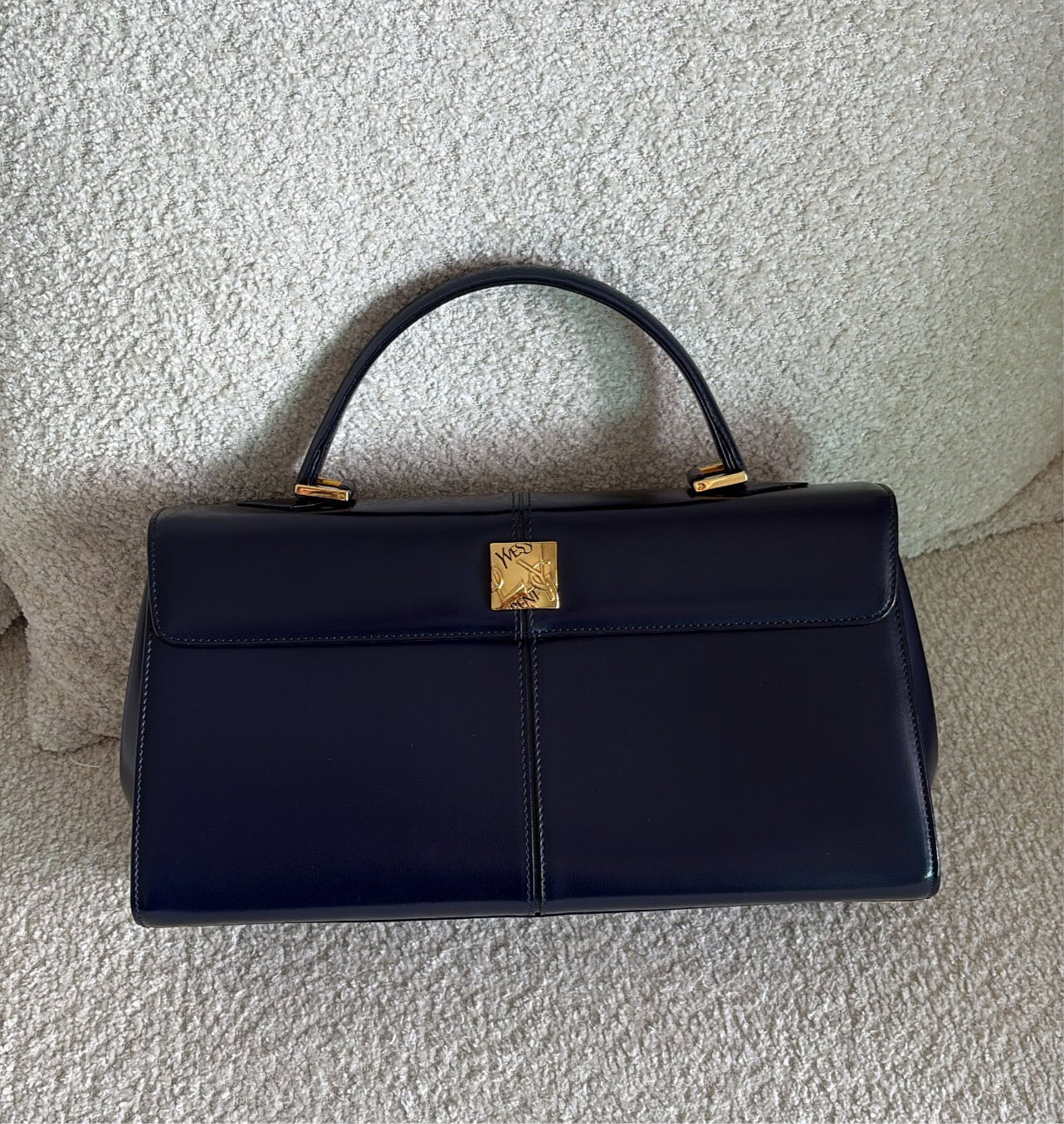 Saint Laurent Yves Saint Laurent Top Handle Bag - Navy, Leather