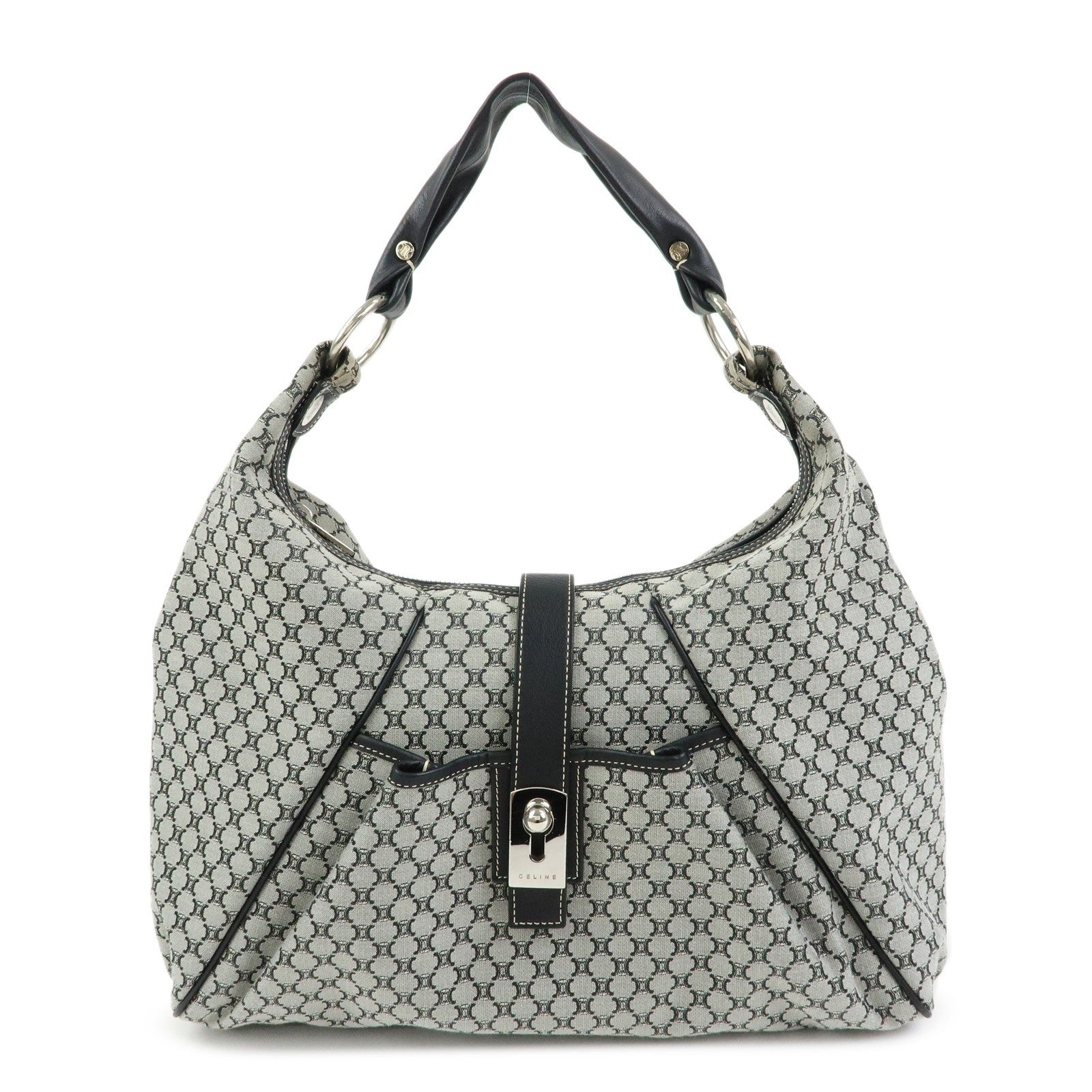 Celine Macadam Shoulder Bag - Grey, Canvas and Leather