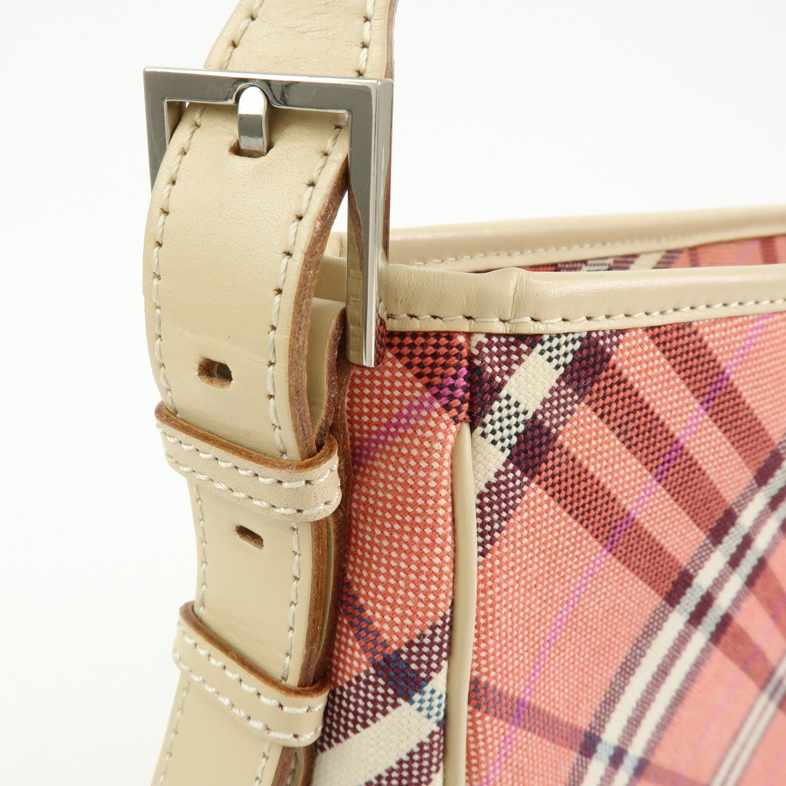 Burberry Shoulder Bag - Pink, Beige, Canvas, Leather