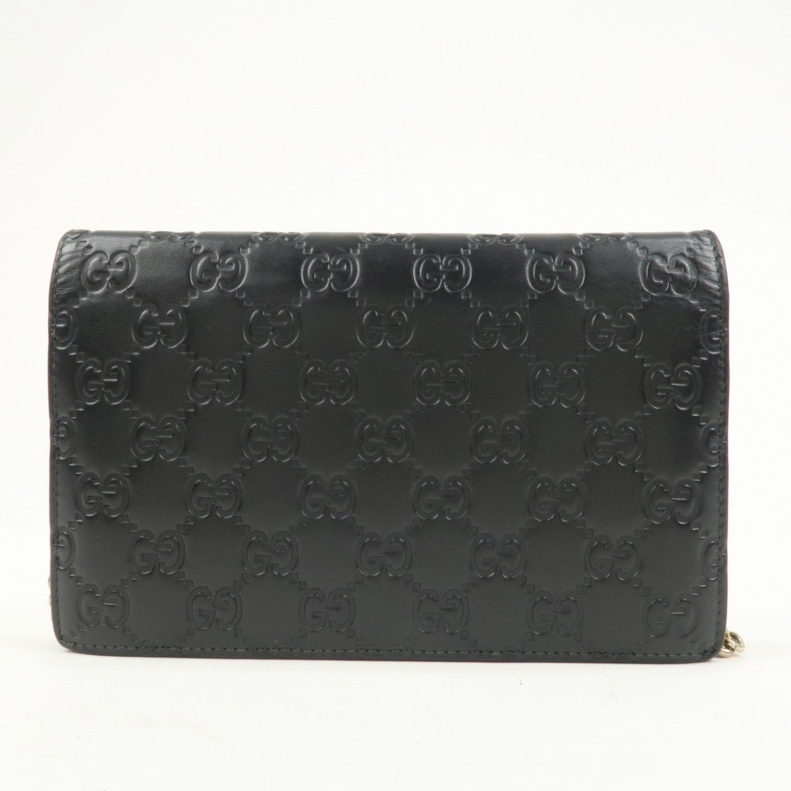 Gucci Interlocking G Guccissima Shoulder Wallet - Black, Leather