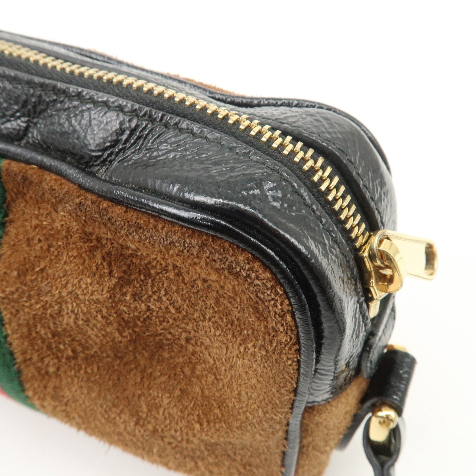 Gucci Ophidia Sherry Shoulder Bag - Brown, Suede Patent Leather