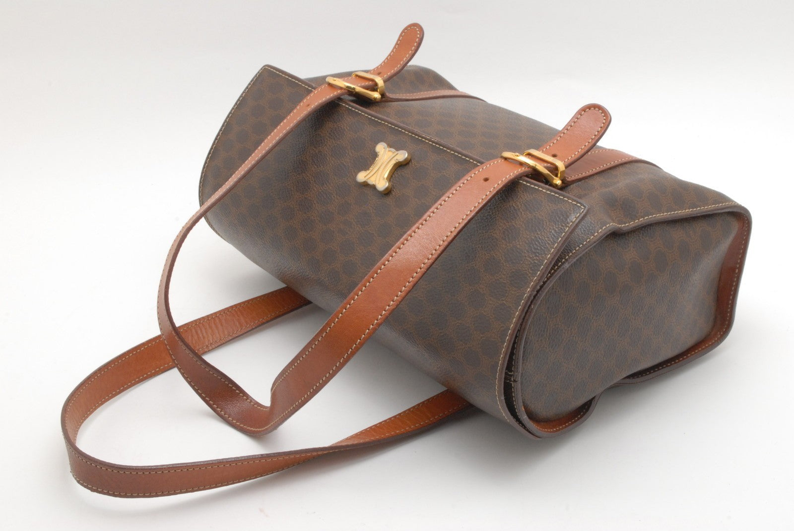 Celine Macadam Boston Handbag - Brown, PVC Leather