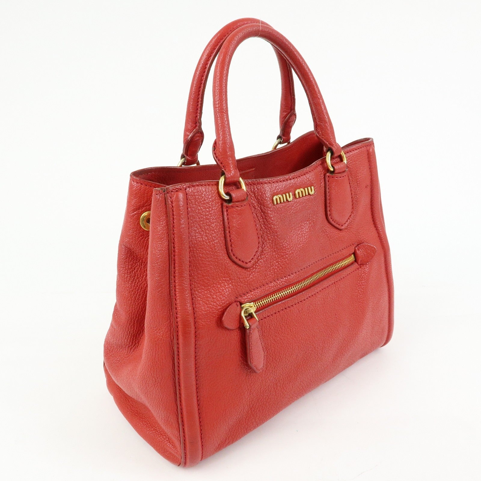 Miu Miu Madras 2Way Handbag - Red, Leather