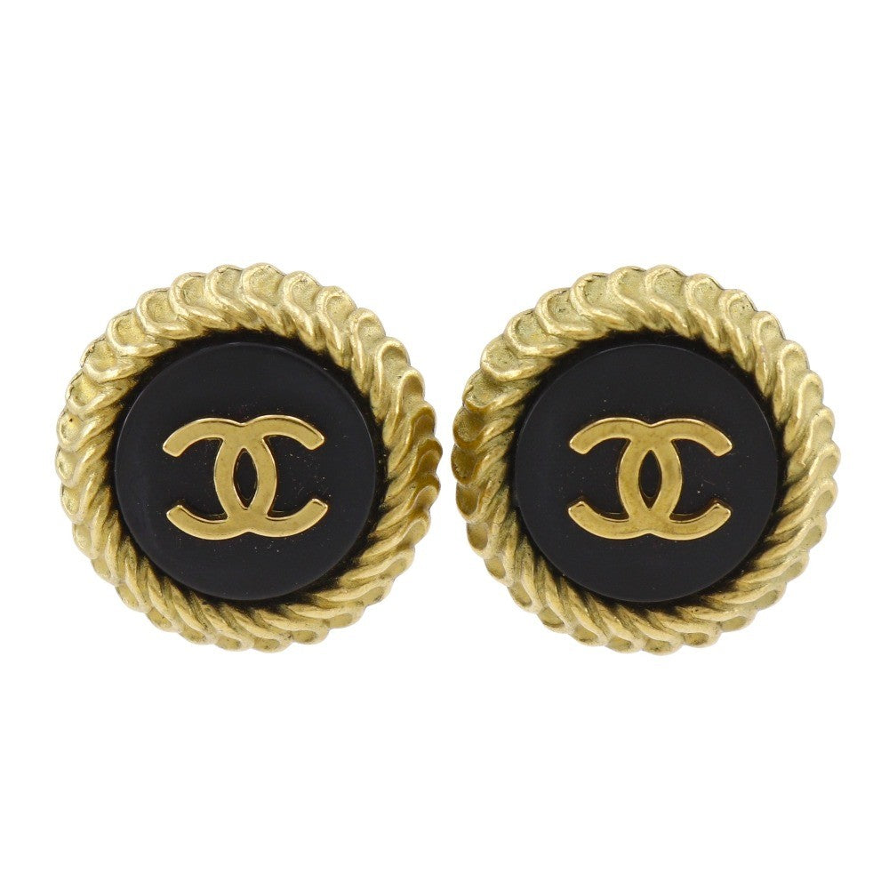 Chanel COCO Mark Earring - Black, Plated Gold