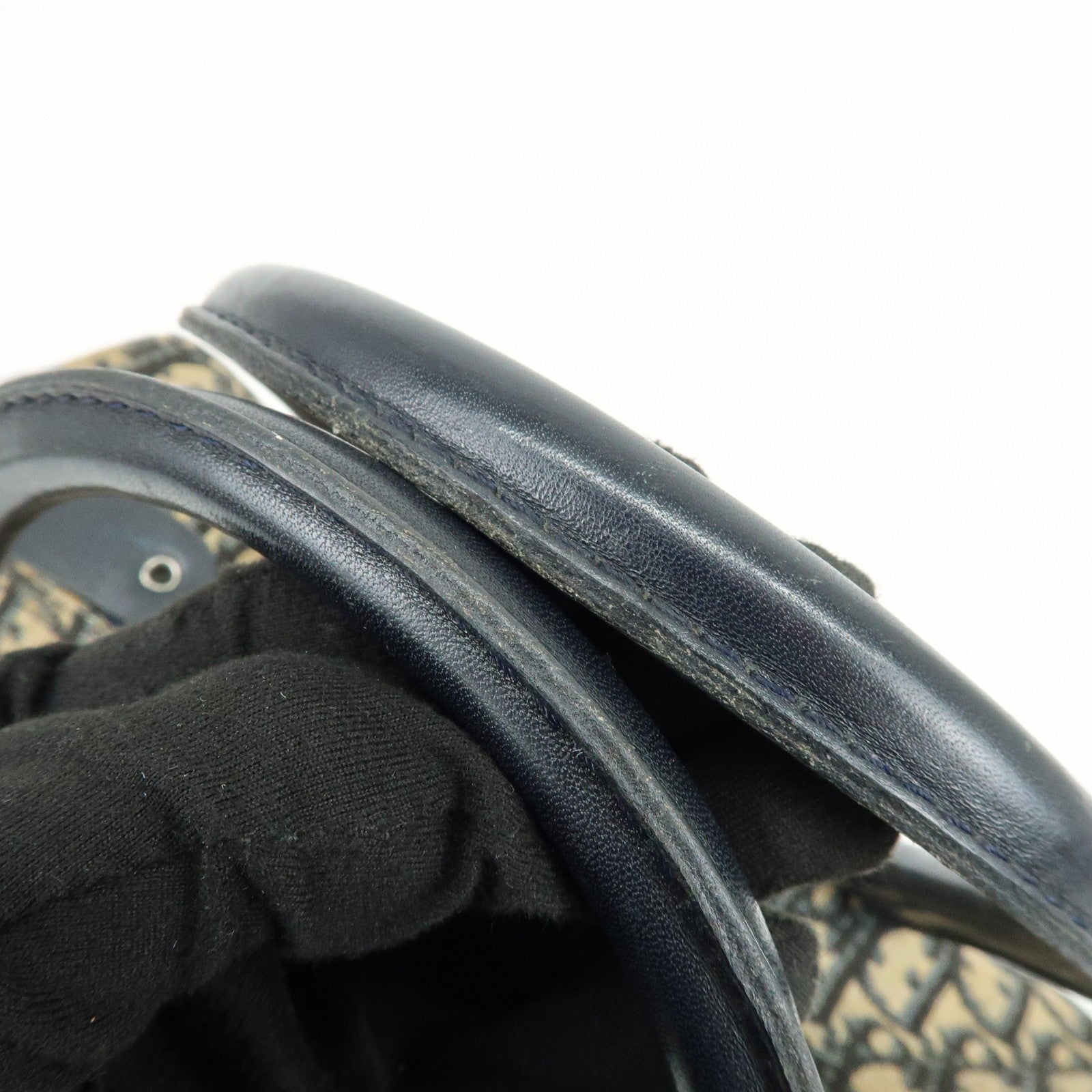 Christian Dior Trotter Boston Hand Bag - Beige Navy, Leather